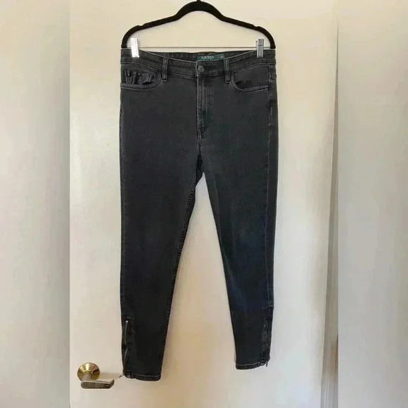 Black Ralph Lauren Jeans with Zippers at the Ankles - Picture 1 of 9